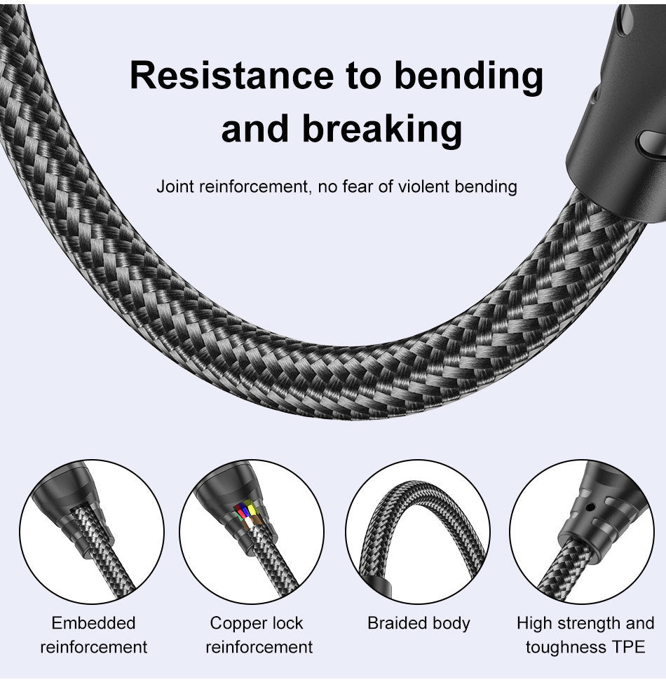 USLION Magnetic Fast-Charge Cable — USB-C, Lightning & Micro-USB in One