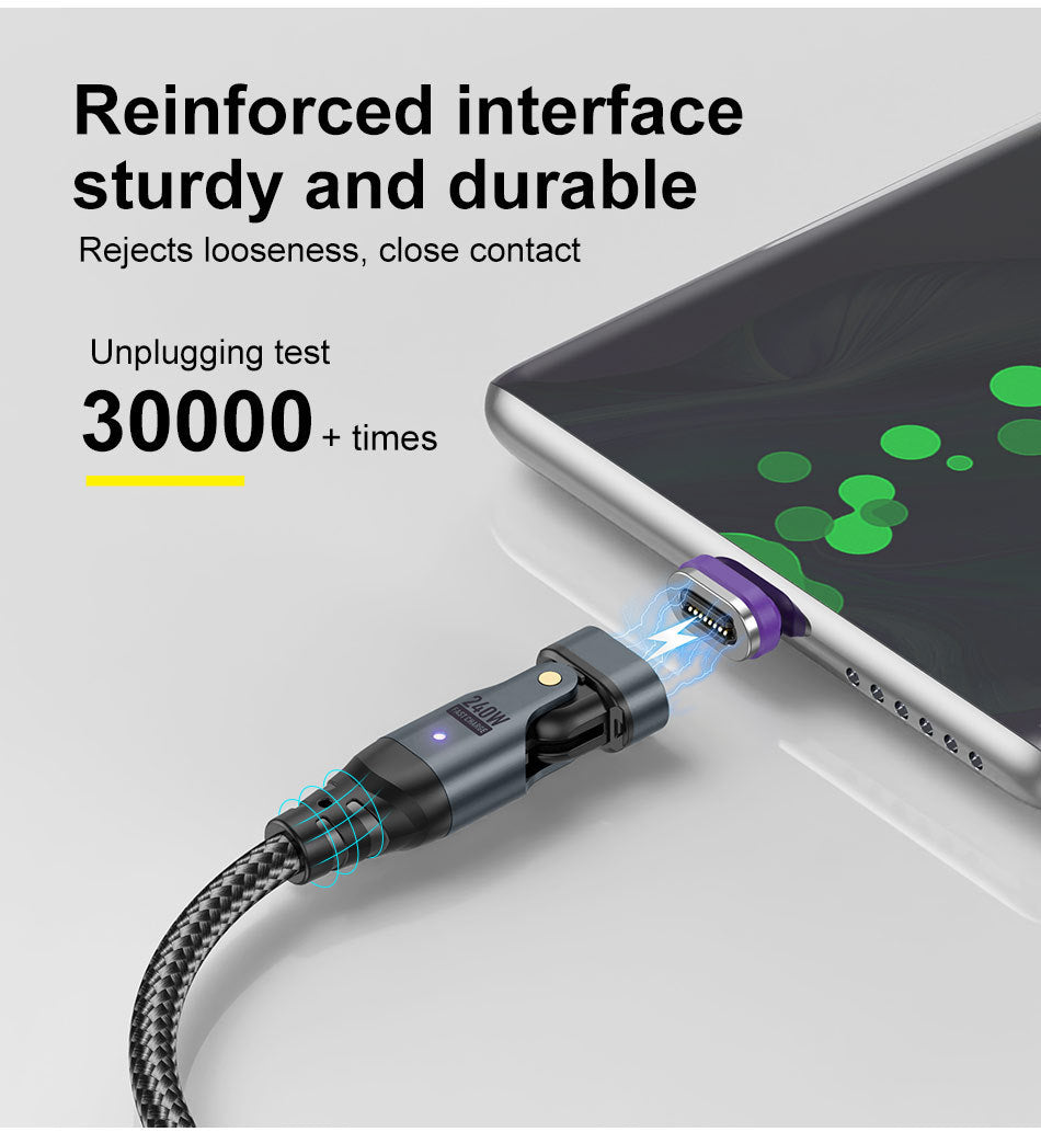 USLION Magnetic Fast-Charge Cable — USB-C, Lightning & Micro-USB in One