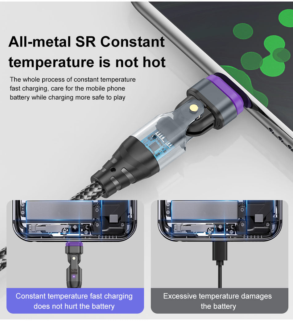 USLION Magnetic Fast-Charge Cable — USB-C, Lightning & Micro-USB in One