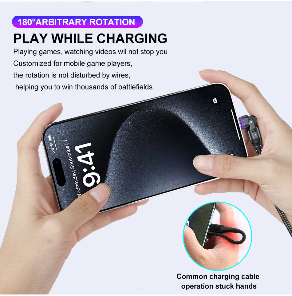 USLION Magnetic Fast-Charge Cable — USB-C, Lightning & Micro-USB in One