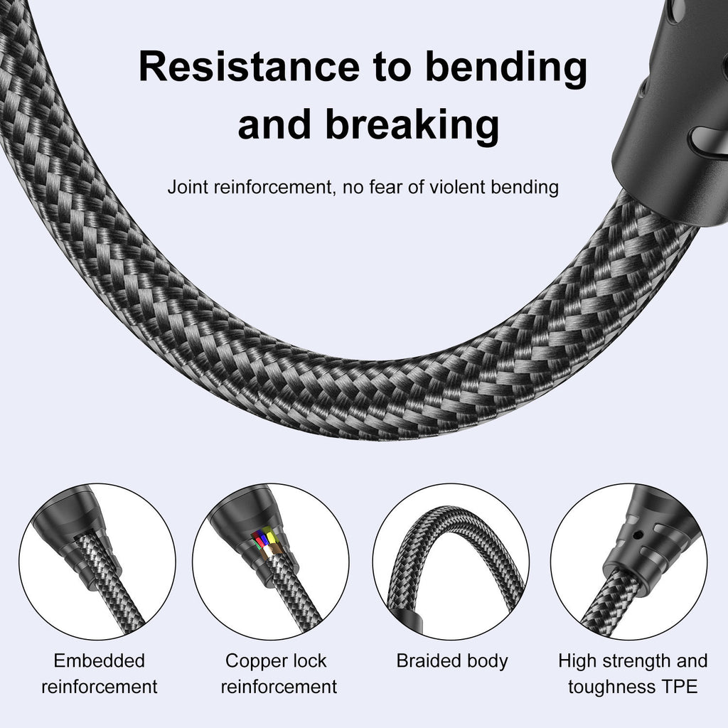 USLION Magnetic Fast-Charge Cable — USB-C, Lightning & Micro-USB in One