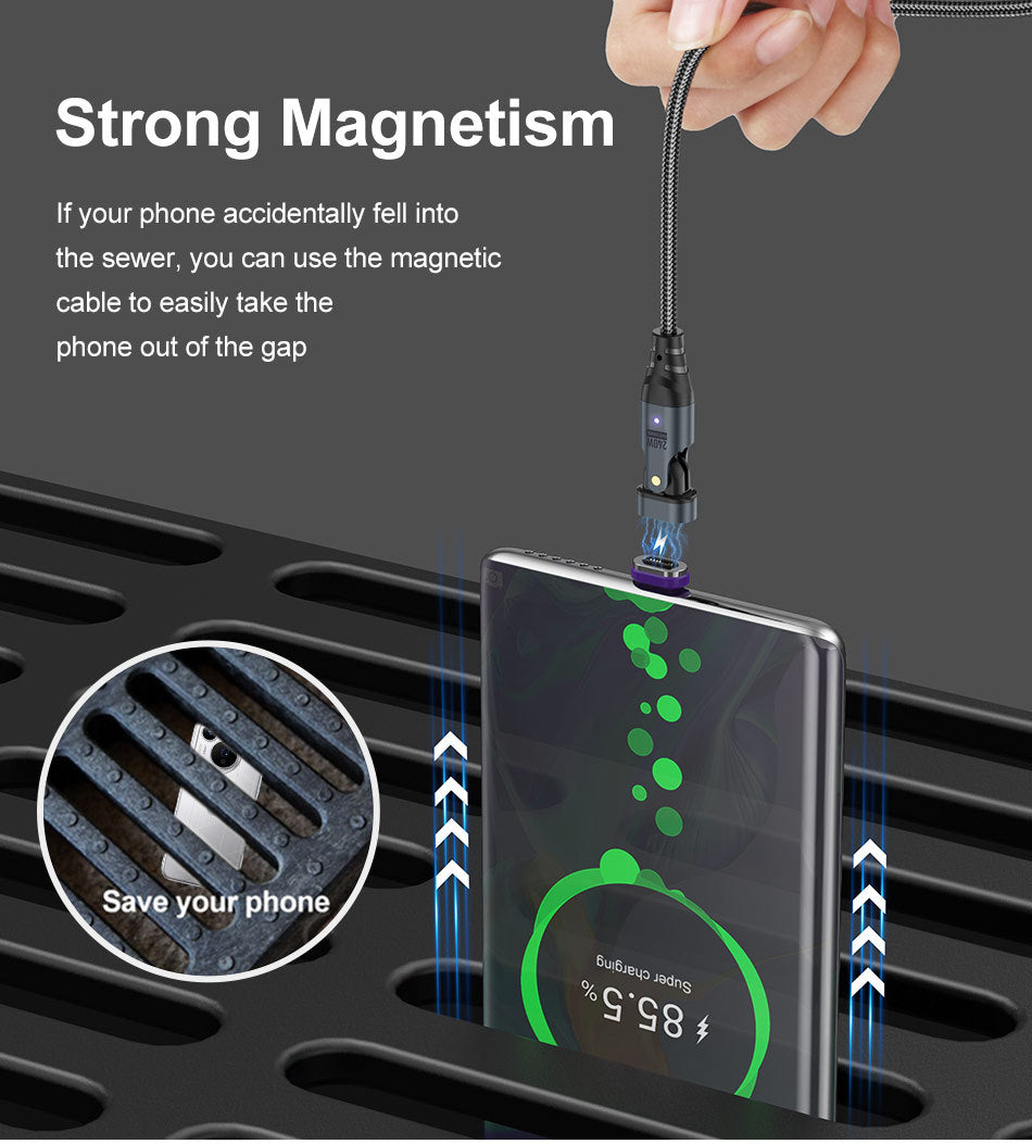 USLION Magnetic Fast-Charge Cable — USB-C, Lightning & Micro-USB in One