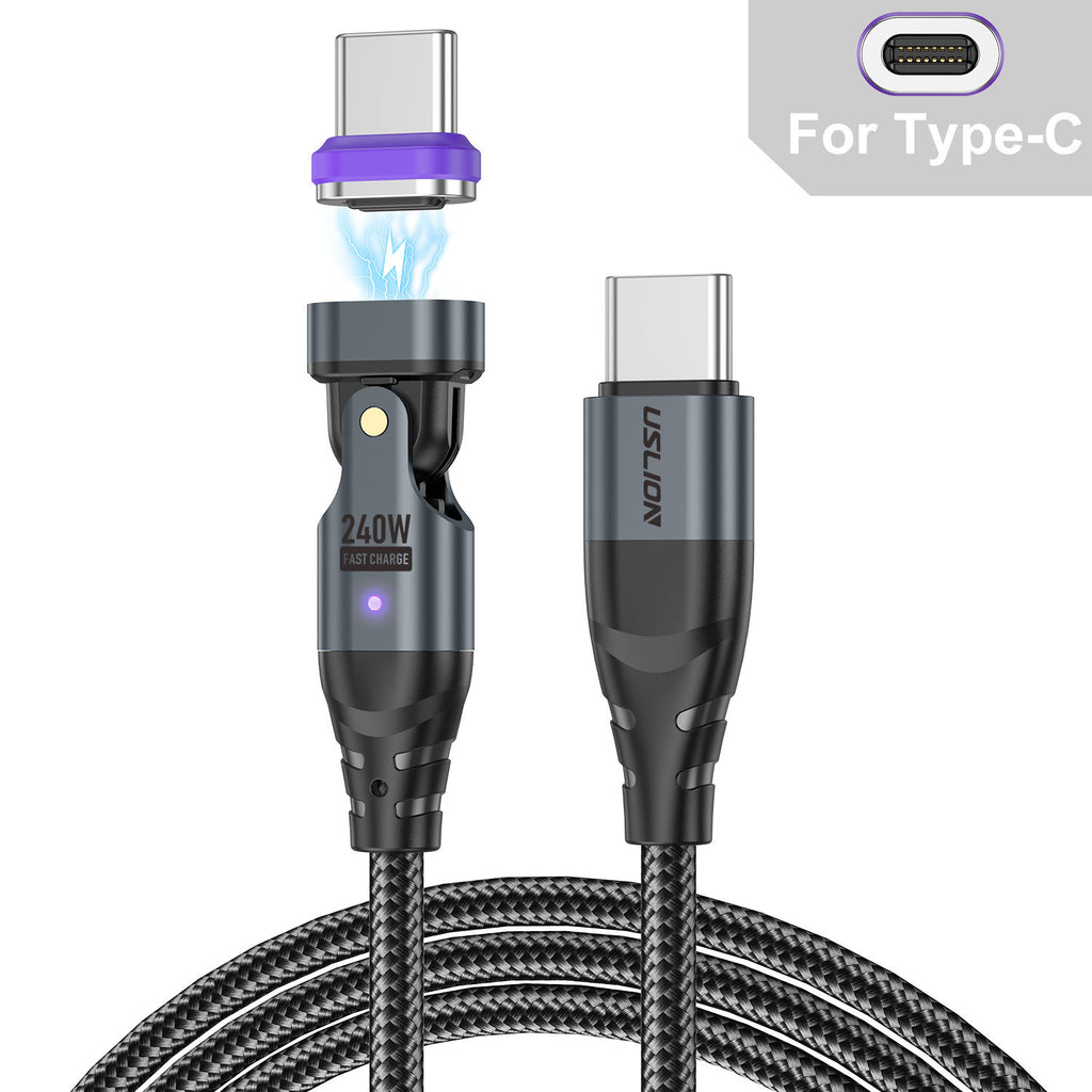 USLION Magnetic Fast-Charge Cable — USB-C, Lightning & Micro-USB in One
