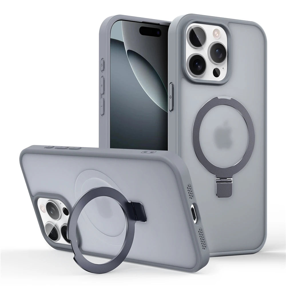 MagSafe Ring Stand Case — Matte Magnetic iPhone Cover with Kickstand