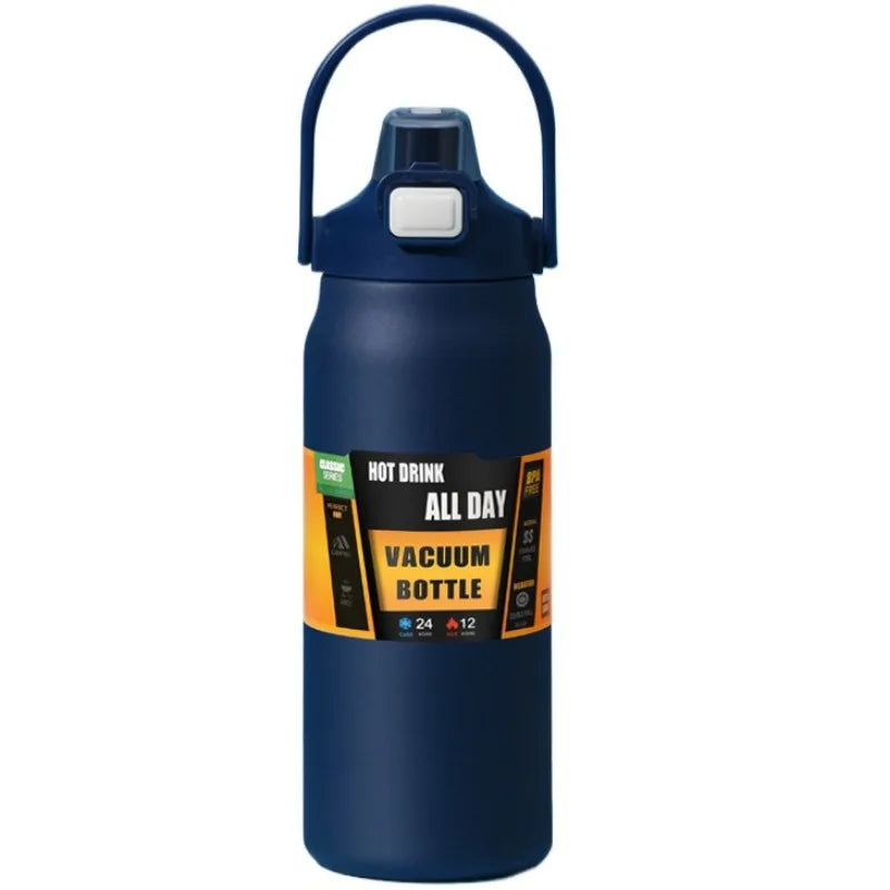 1.5 Litre Insulated Water Bottle — Stainless Steel Flask with Straw & Handle