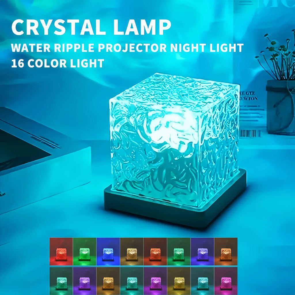 Crystal Water Ripple Lamp — 16-Colour RGB with Remote