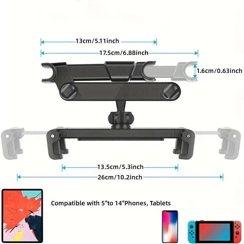 Headrest Tablet Mount — Adjustable Back-Seat Holder
