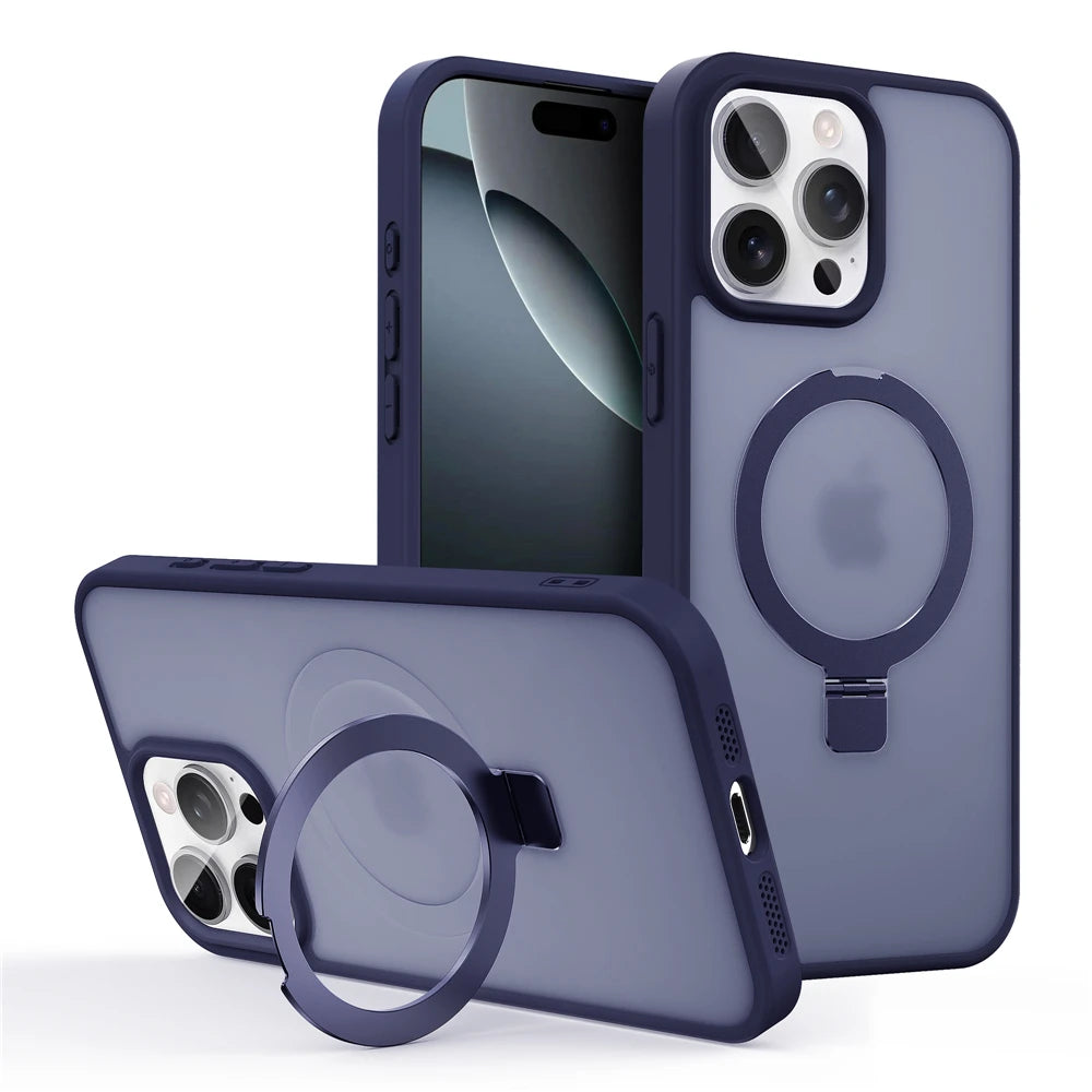 MagSafe Ring Stand Case — Matte Magnetic iPhone Cover with Kickstand