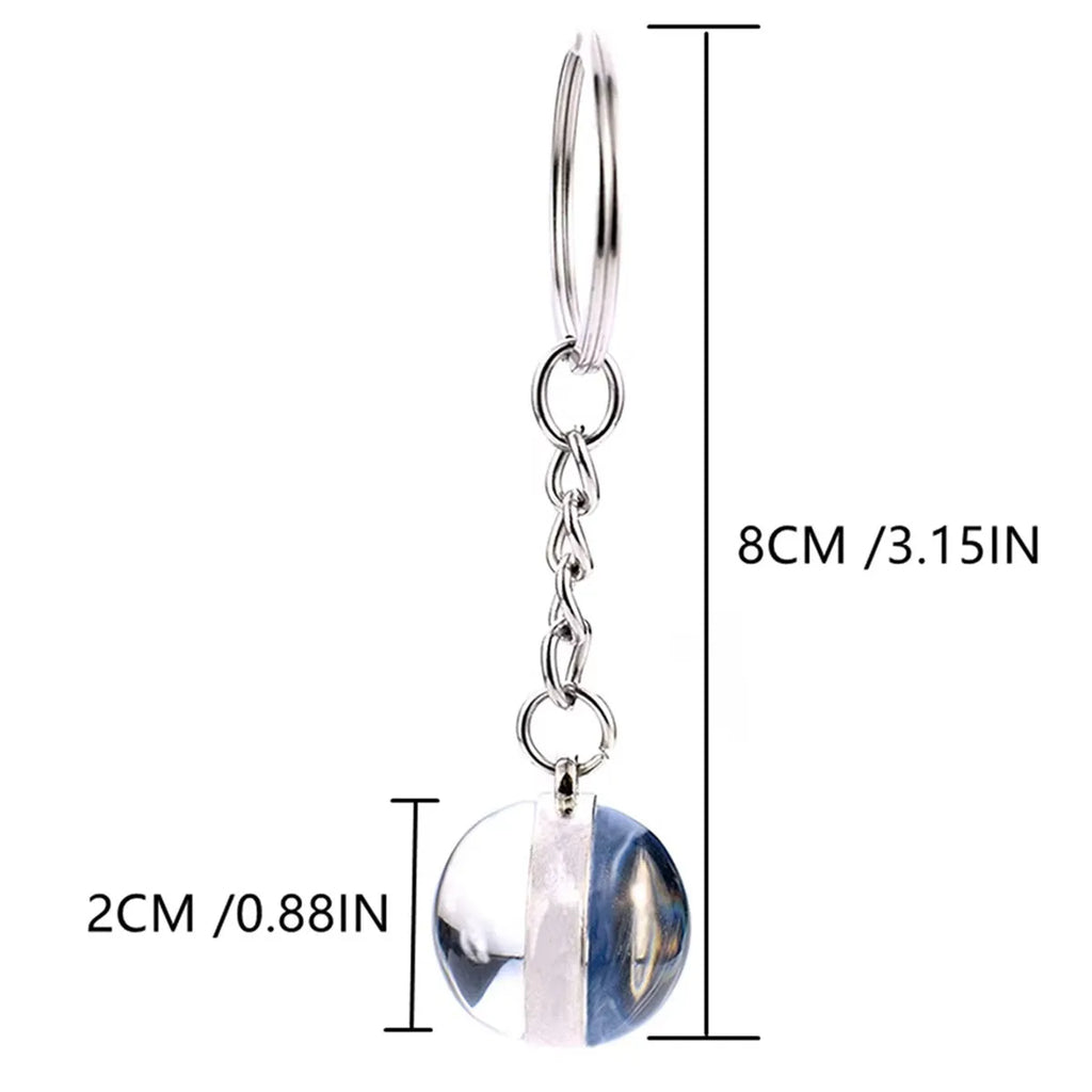 Zodiac Star Sign Keyring — Double-Sided Glass Dome Pendant