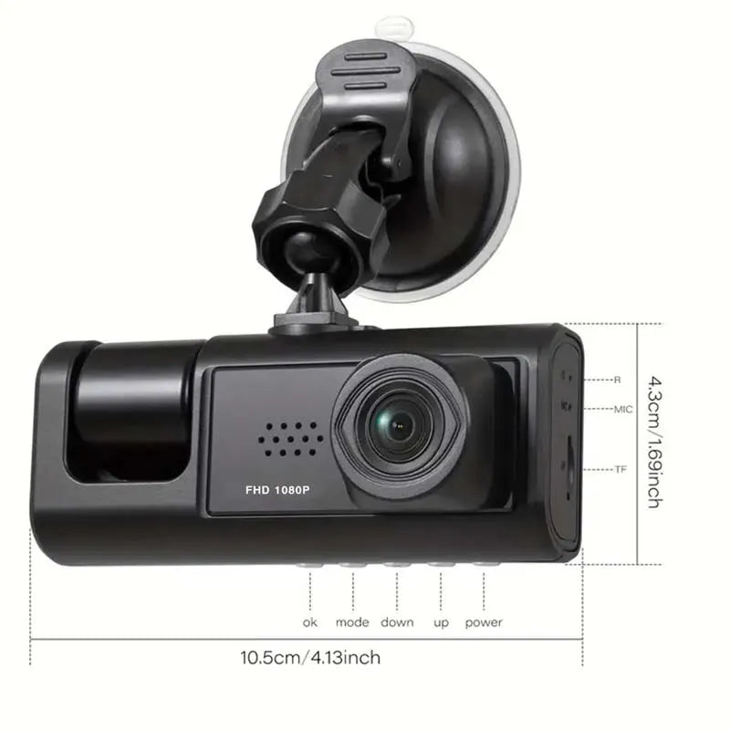 Dual Dash Cam — Front & Cabin 1080p with Night Vision