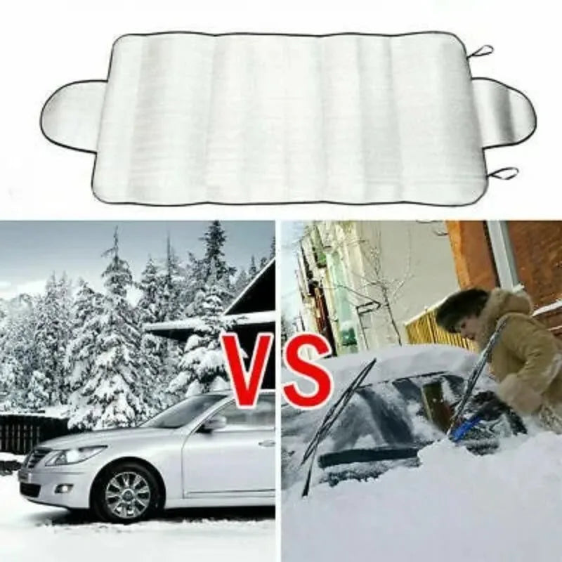 Car Windscreen Frost Cover — Foil Ice & Snow Shield with Mirror Flaps
