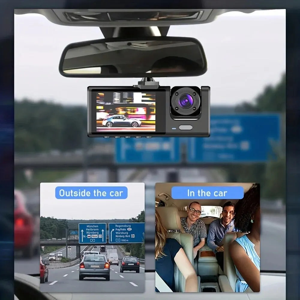 Dual Dash Cam — Front & Cabin 1080p with Night Vision