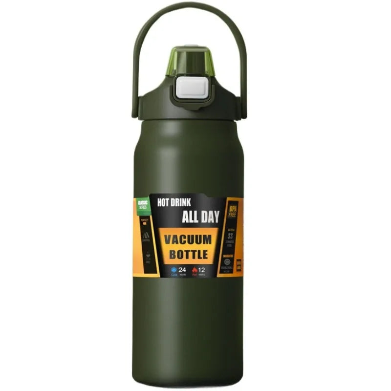 1.5 Litre Insulated Water Bottle — Stainless Steel Flask with Straw & Handle