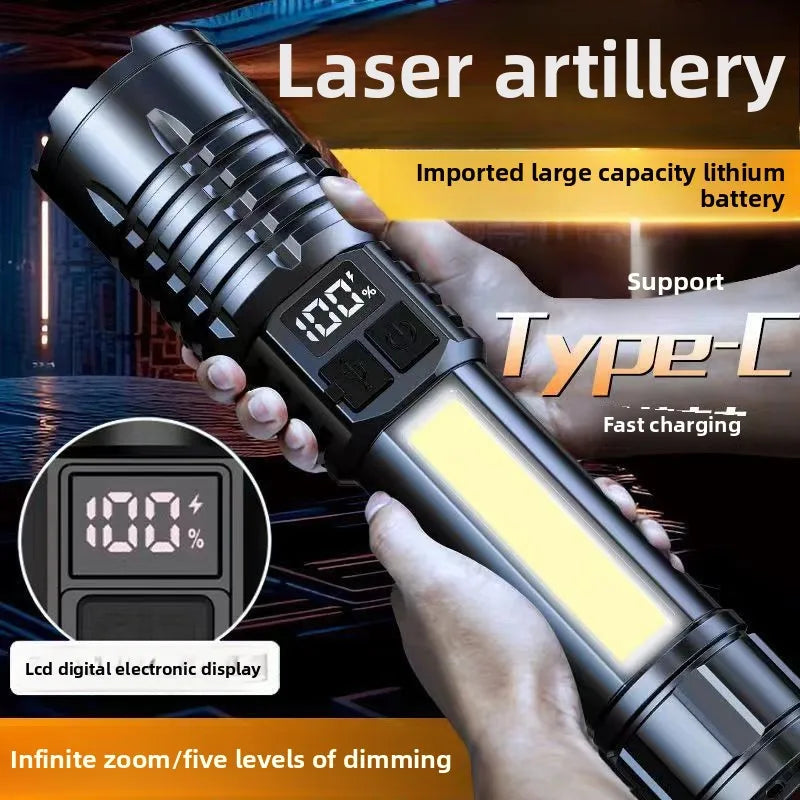Rechargeable LED Zoom Torch — USB-C with COB Side Light