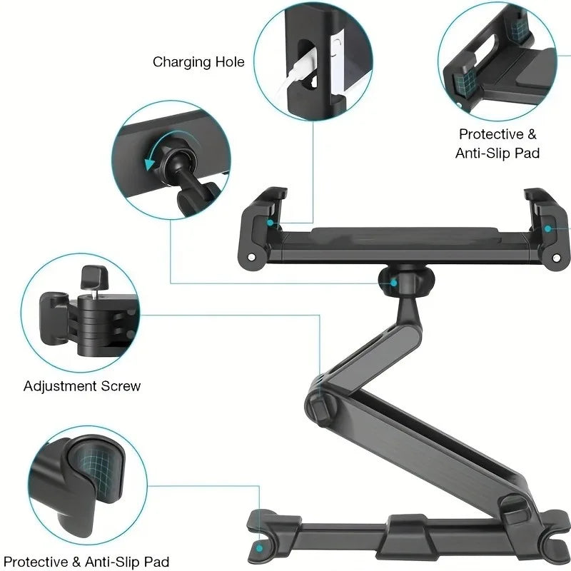 Headrest Tablet Mount — Adjustable Back-Seat Holder