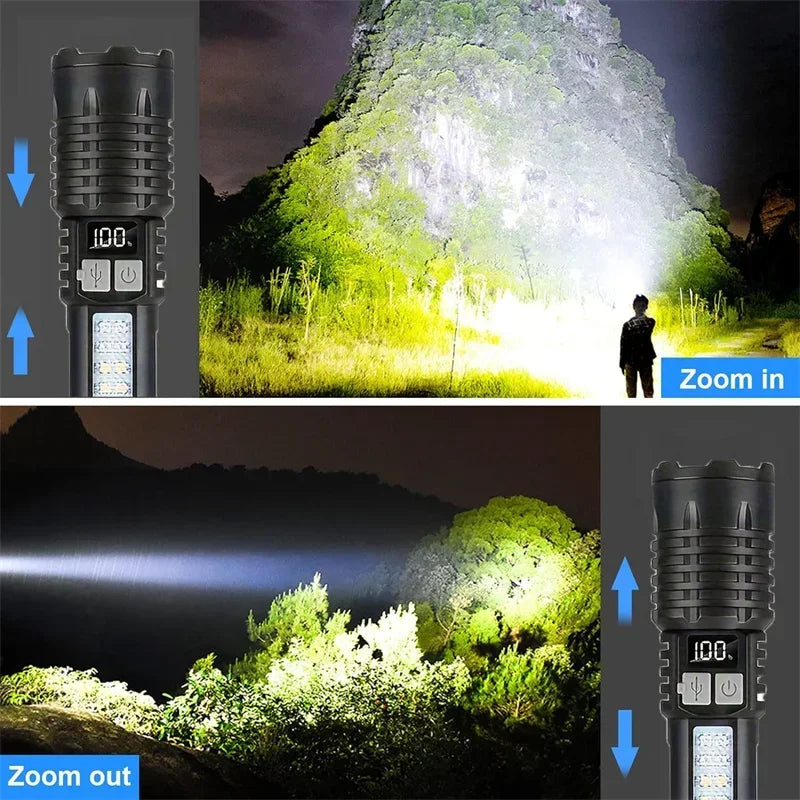 Rechargeable LED Zoom Torch — USB-C with COB Side Light