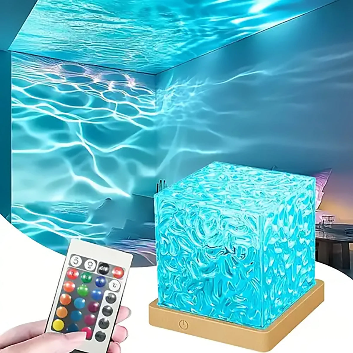 Crystal Water Ripple Lamp — 16-Colour RGB with Remote