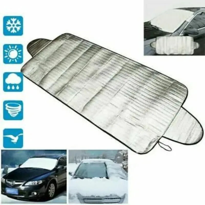Car Windscreen Frost Cover — Foil Ice & Snow Shield with Mirror Flaps