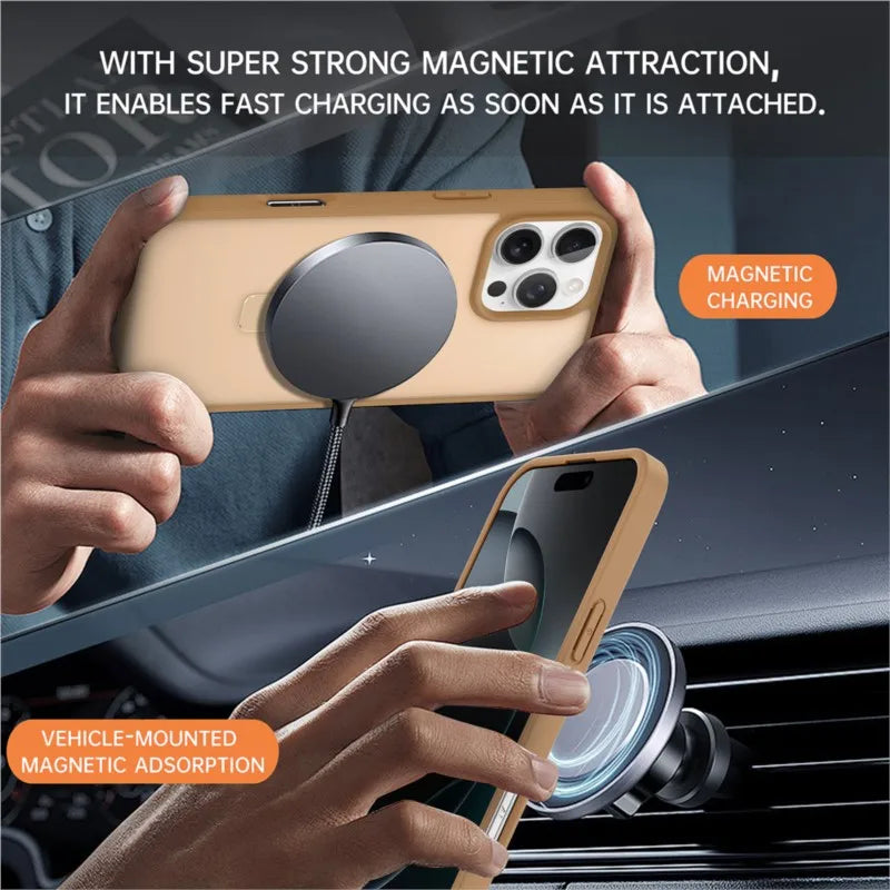 MagSafe Ring Stand Case — Matte Magnetic iPhone Cover with Kickstand