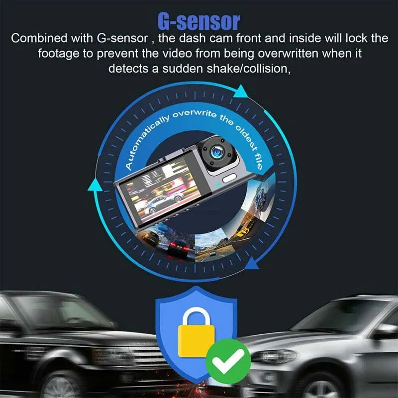 Dual Dash Cam — Front & Cabin 1080p with Night Vision