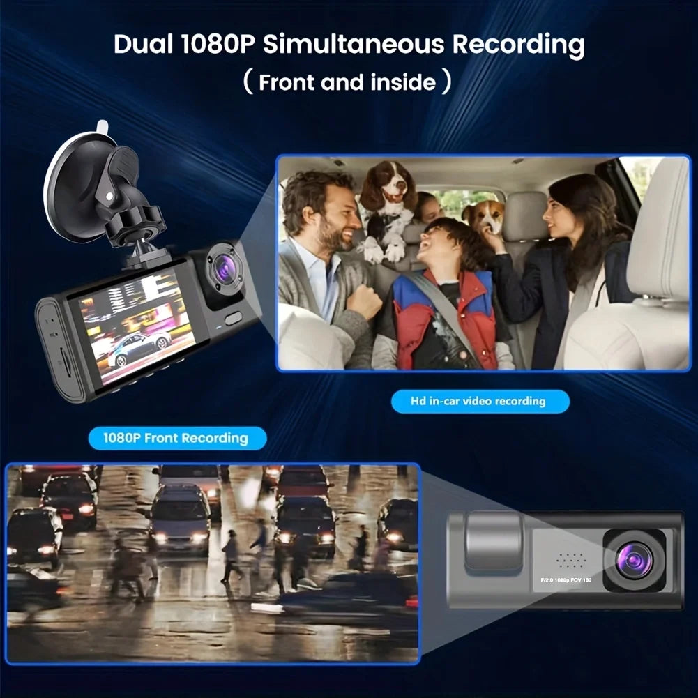 Dual Dash Cam — Front & Cabin 1080p with Night Vision