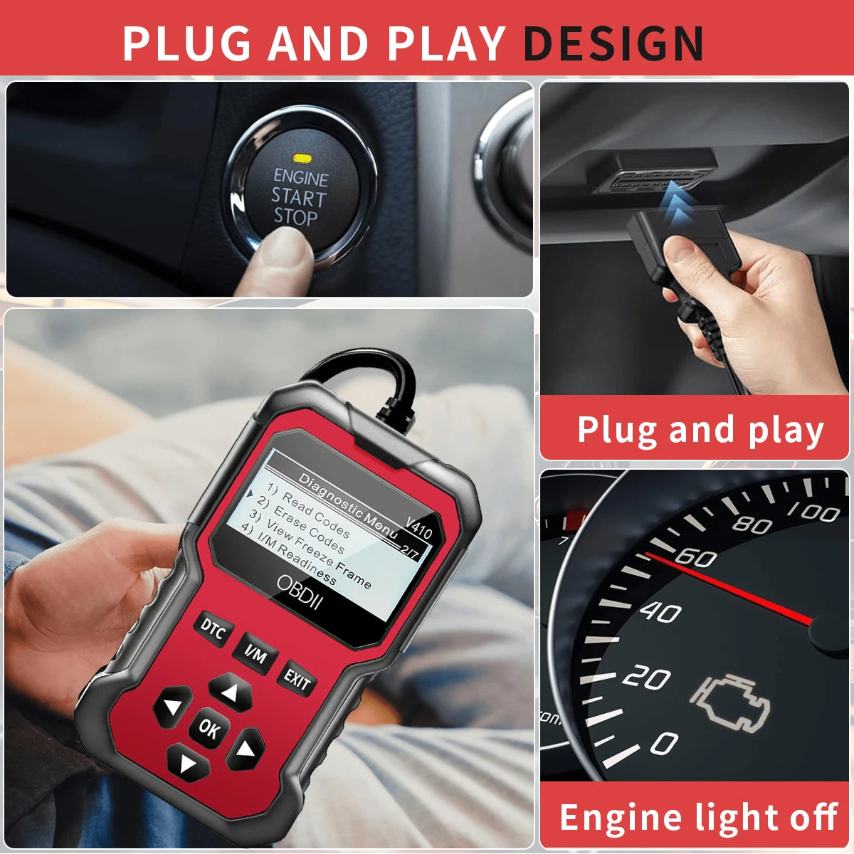 OBD2 Diagnostic Scanner — Read & Clear Engine Fault Codes