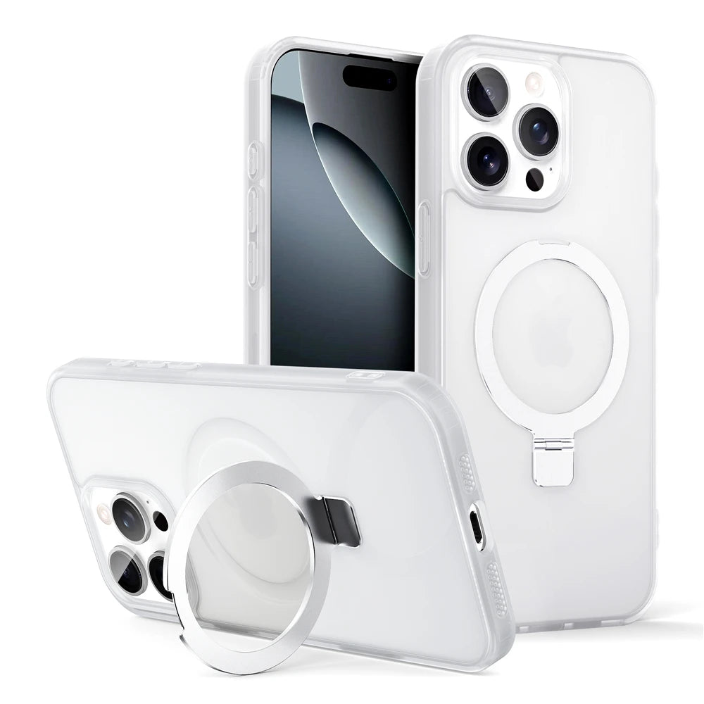 MagSafe Ring Stand Case — Matte Magnetic iPhone Cover with Kickstand