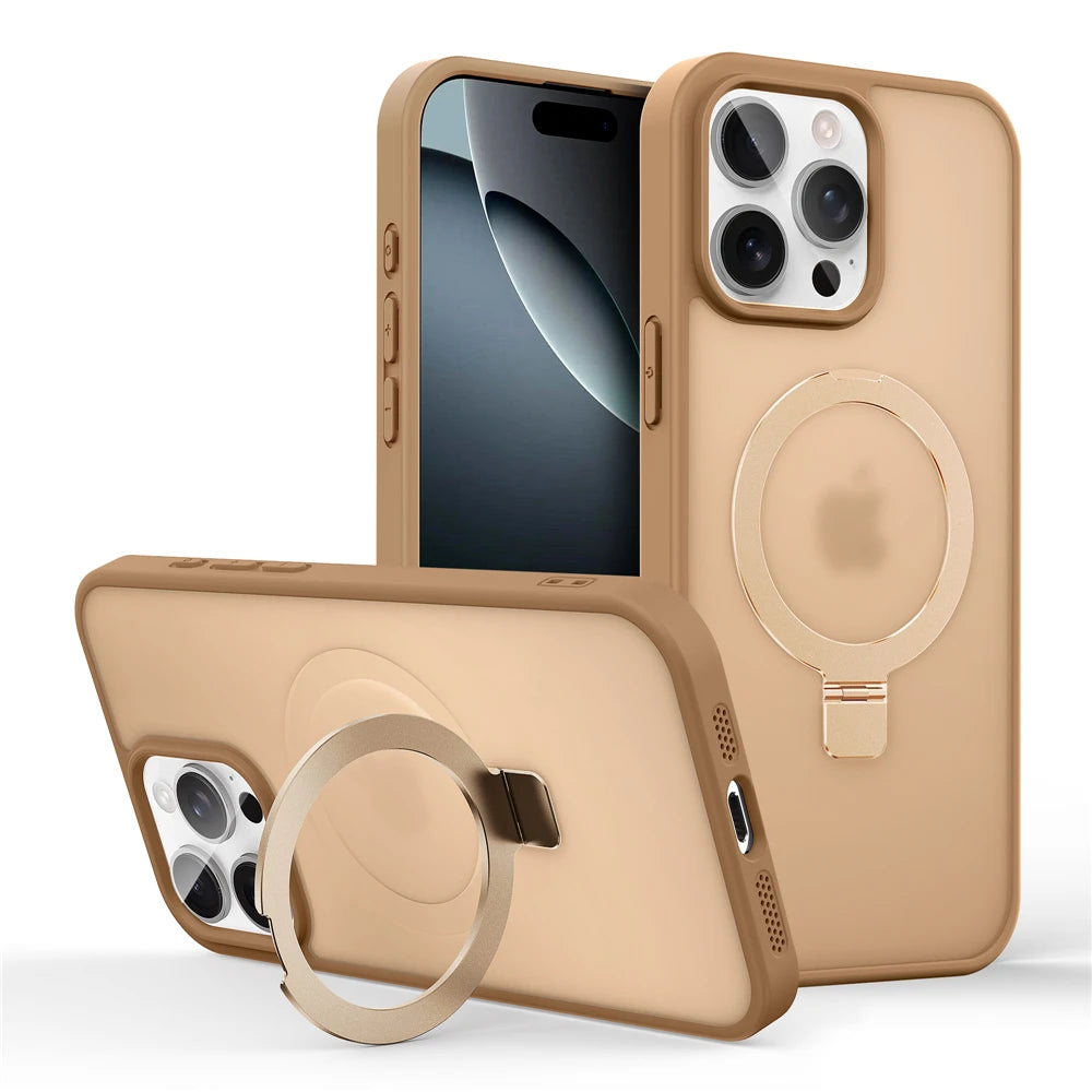 MagSafe Ring Stand Case — Matte Magnetic iPhone Cover with Kickstand