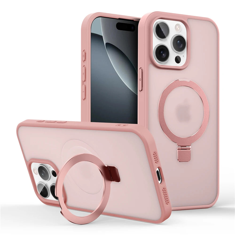 MagSafe Ring Stand Case — Matte Magnetic iPhone Cover with Kickstand