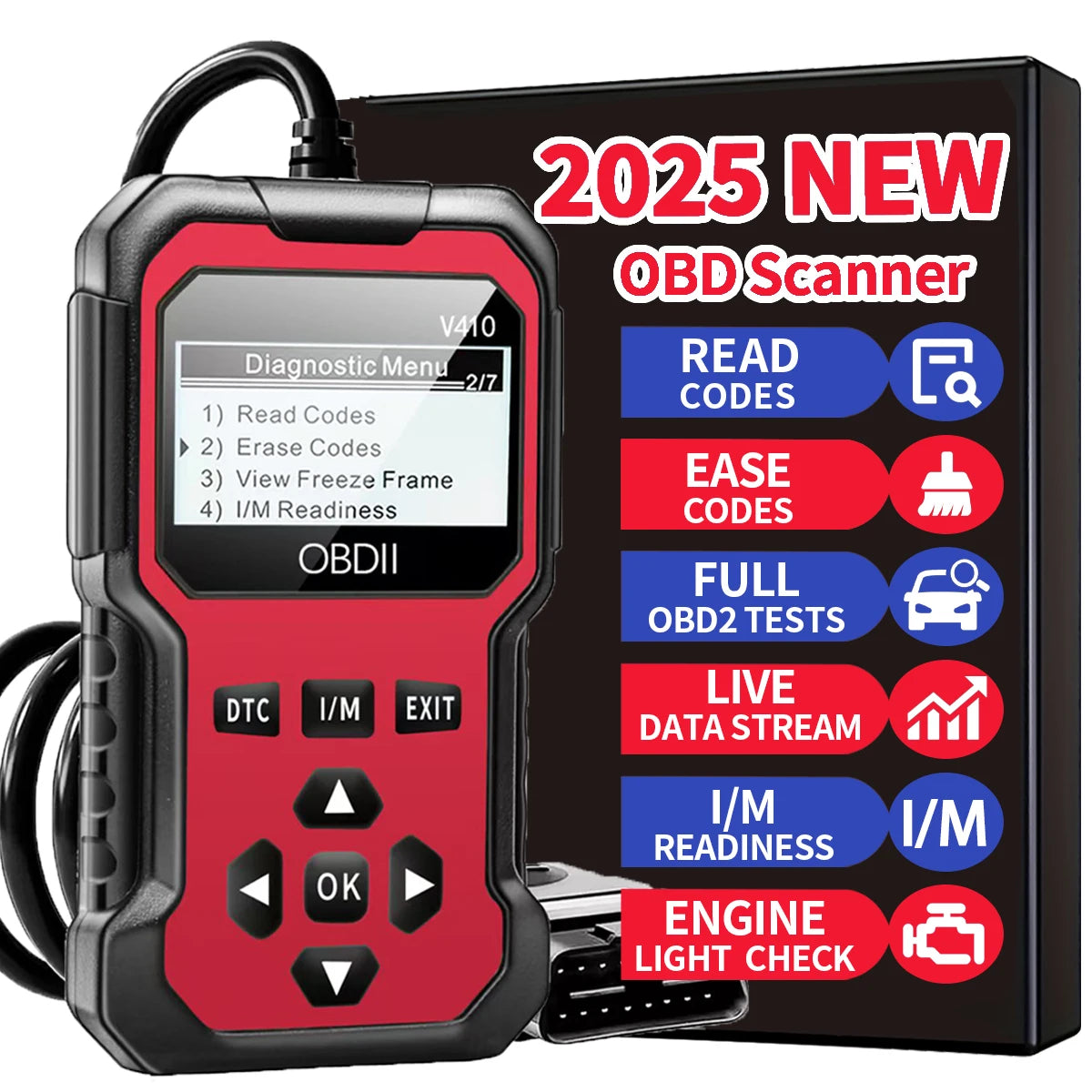 OBD2 Diagnostic Scanner — Read & Clear Engine Fault Codes