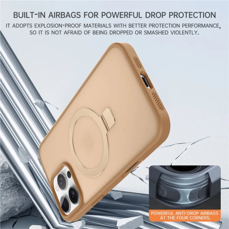 MagSafe Ring Stand Case — Matte Magnetic iPhone Cover with Kickstand