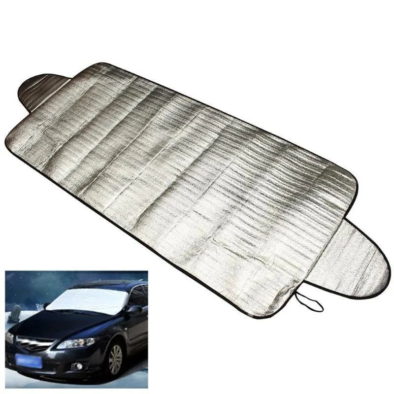 Car Windscreen Frost Cover — Foil Ice & Snow Shield with Mirror Flaps
