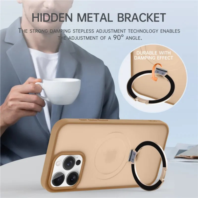 MagSafe Ring Stand Case — Matte Magnetic iPhone Cover with Kickstand