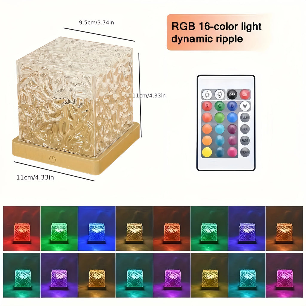 Crystal Water Ripple Lamp — 16-Colour RGB with Remote