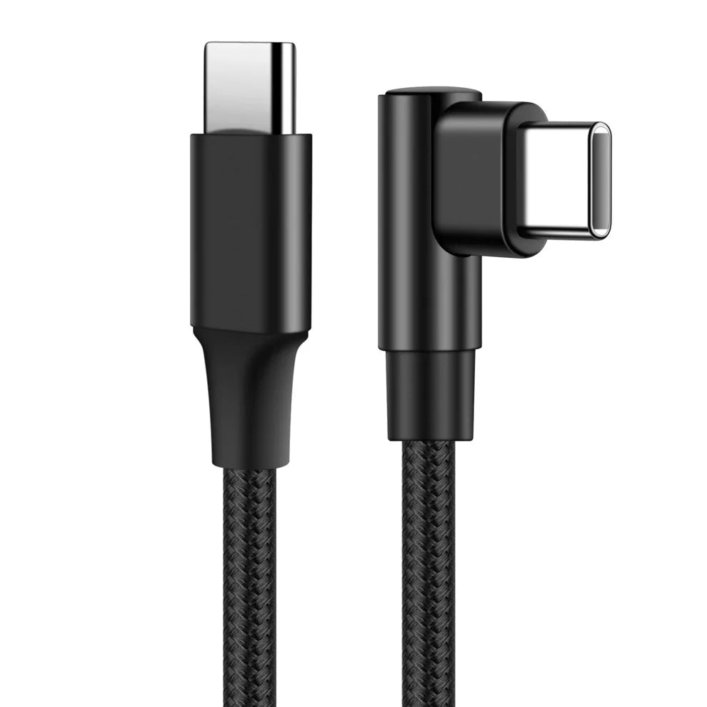 90° Right-Angle USB-C Cable — 60W PD Nylon Braided